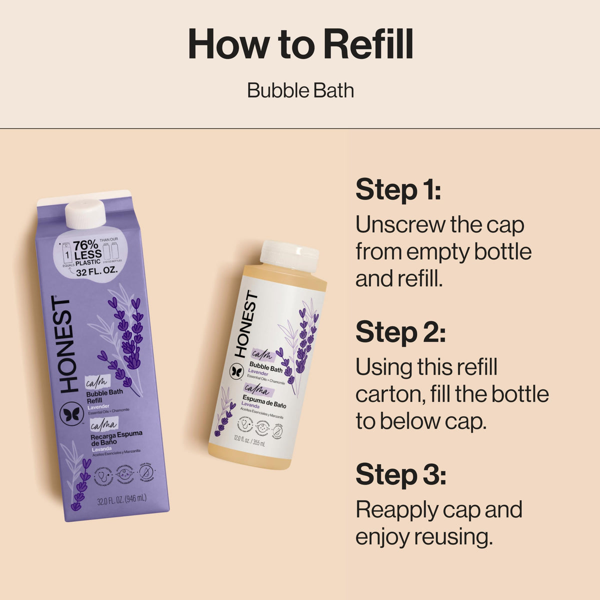 The Honest Company Bubble Bath Lavender Calm with lavender flowers