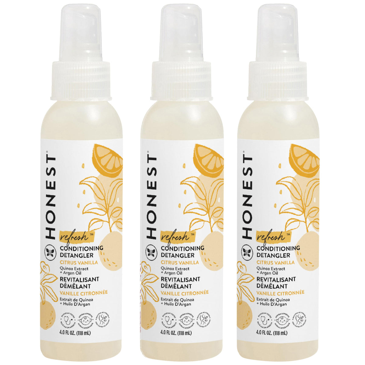 The Honest Company Hair Detangler Citrus Vanilla 4 fl oz front view