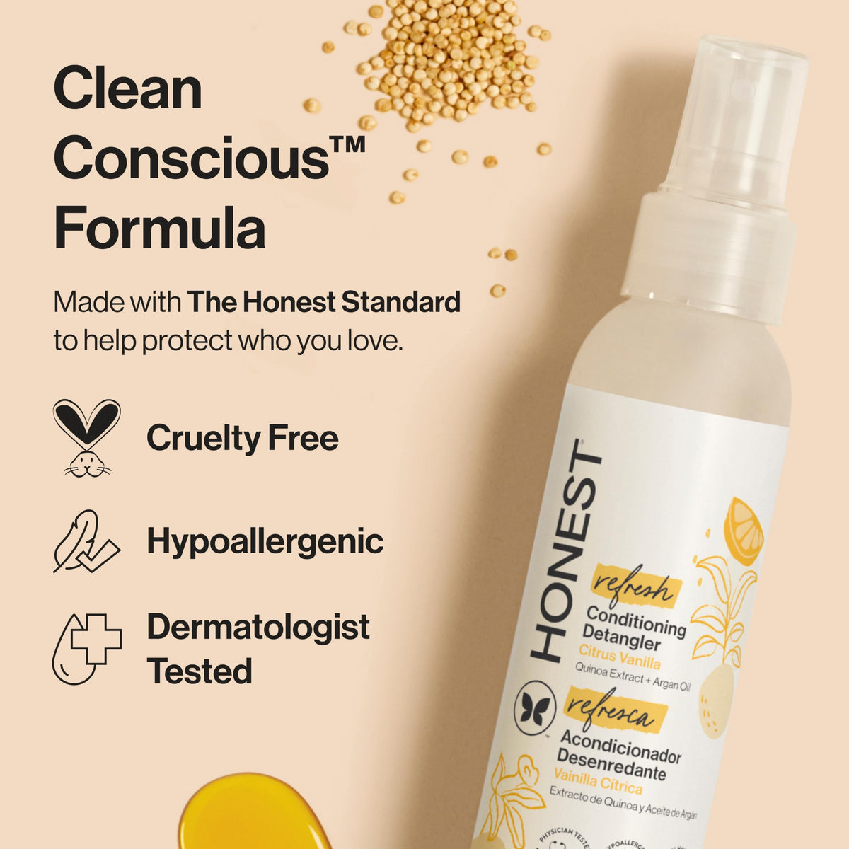 The Honest Company Hair Detangler Citrus Vanilla ingredients list