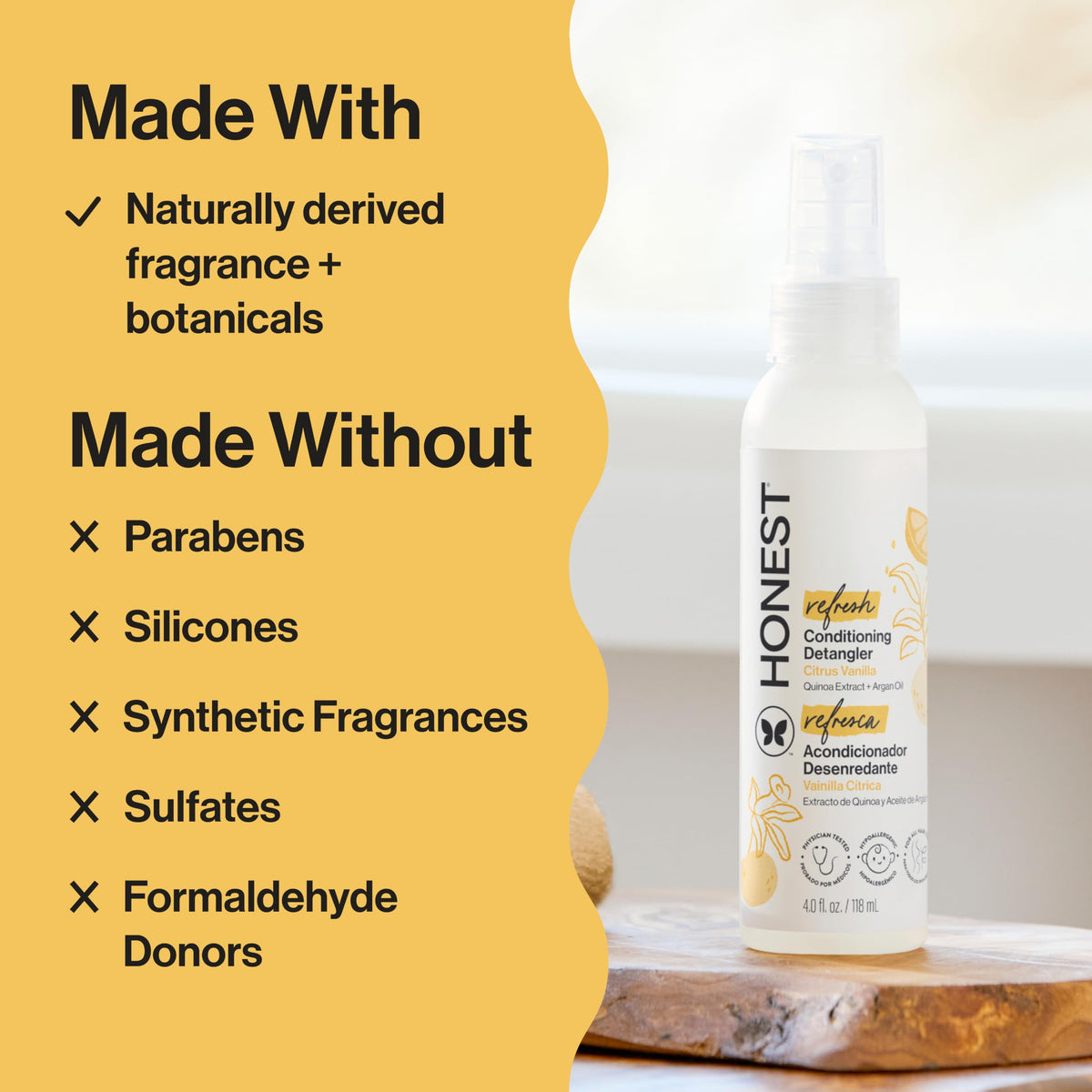 The Honest Company Hair Detangler Citrus Vanilla spray nozzle close-up