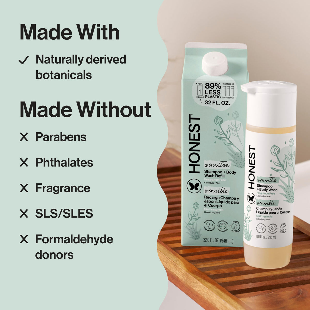 The Honest Company Shampoo & Body Wash in a bathroom setting