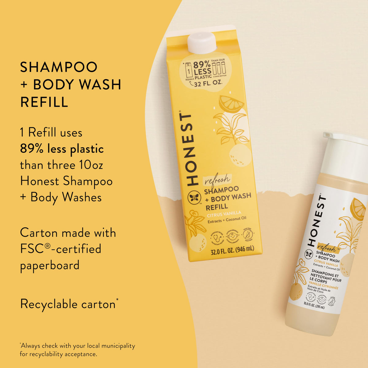 The Honest Company Shampoo Body Wash Refill Citrus Vanilla ingredients list