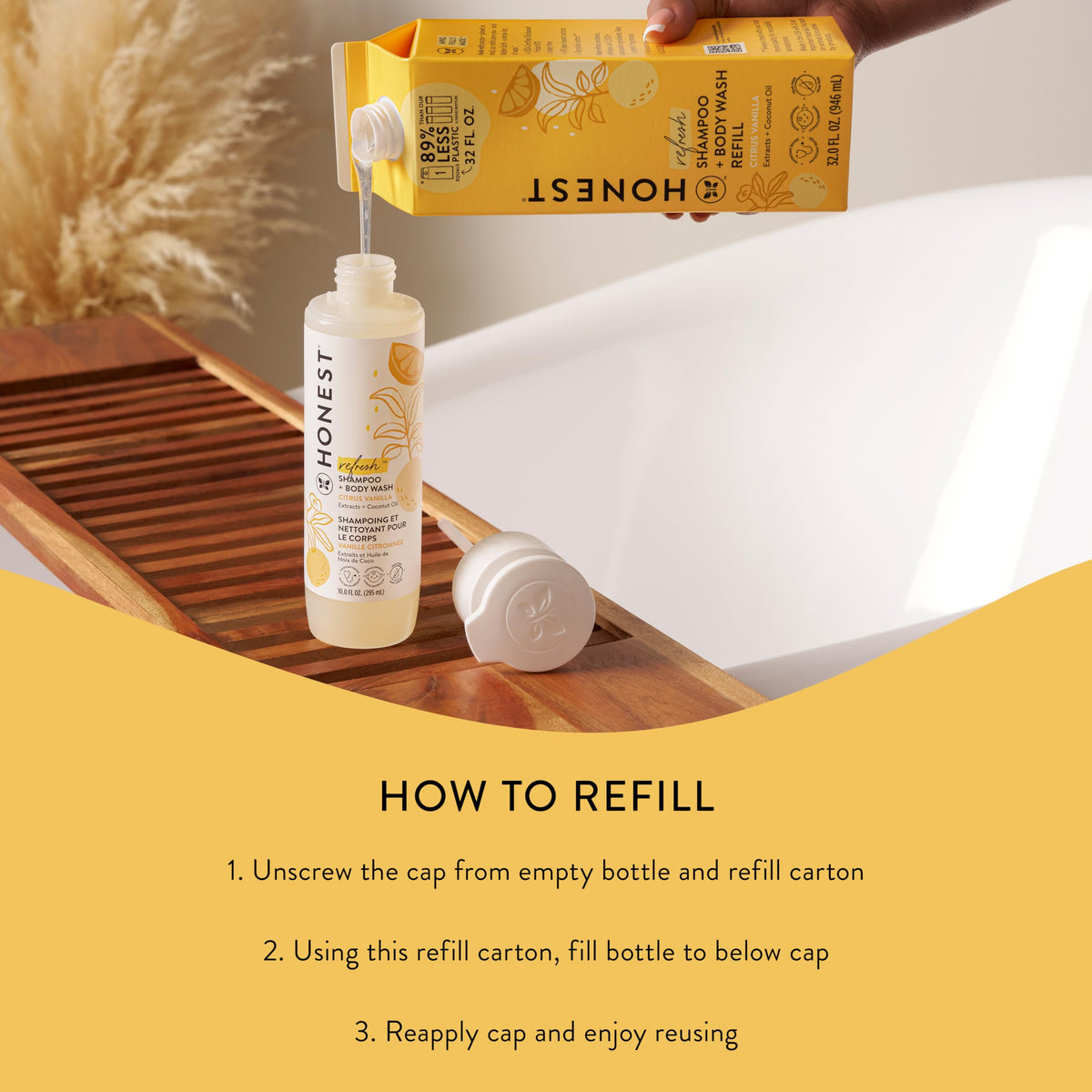 The Honest Company Shampoo Body Wash Refill Citrus Vanilla with natural ingredients