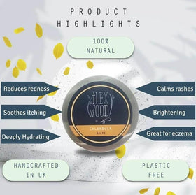 The Ilex Wood Calendula Natural Salve 100ml on a wooden surface