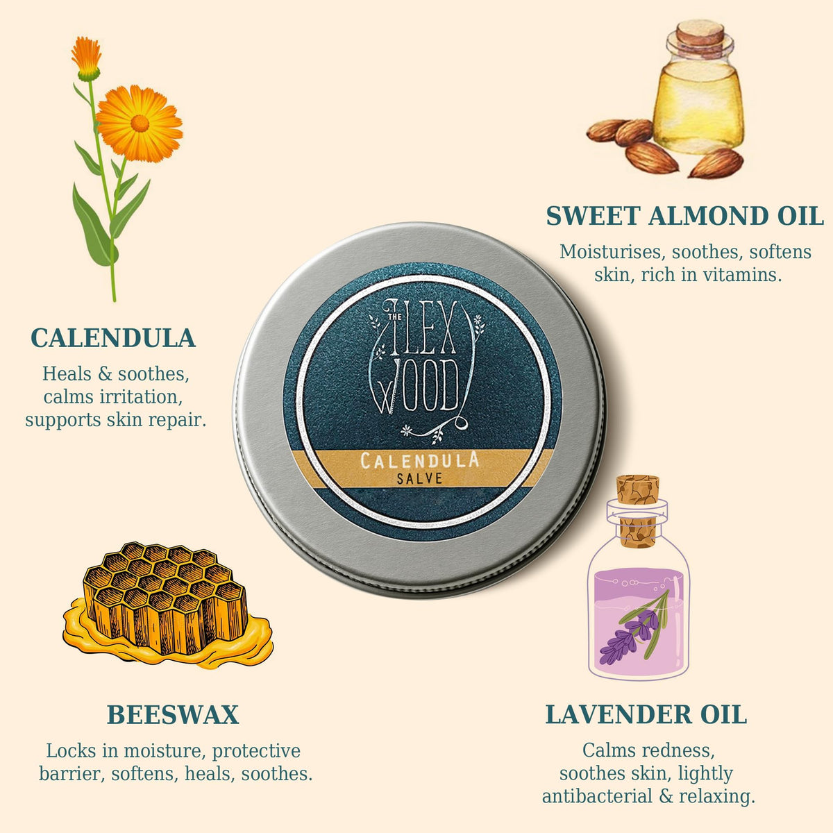 The Ilex Wood Calendula Natural Salve 100ml texture close-up