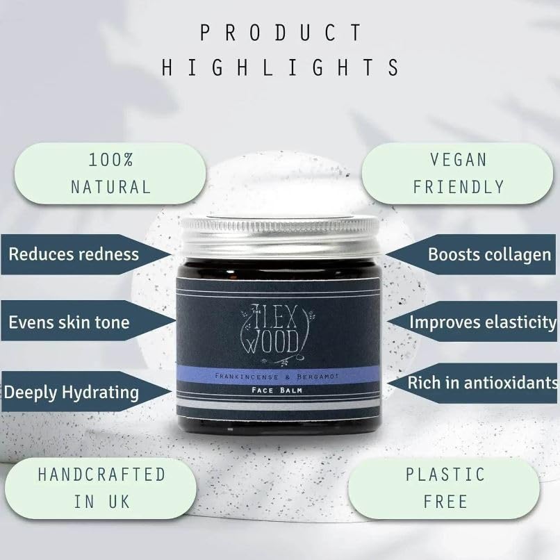 The Ilex Wood Frankincense and Bergamot Face Balm application on skin