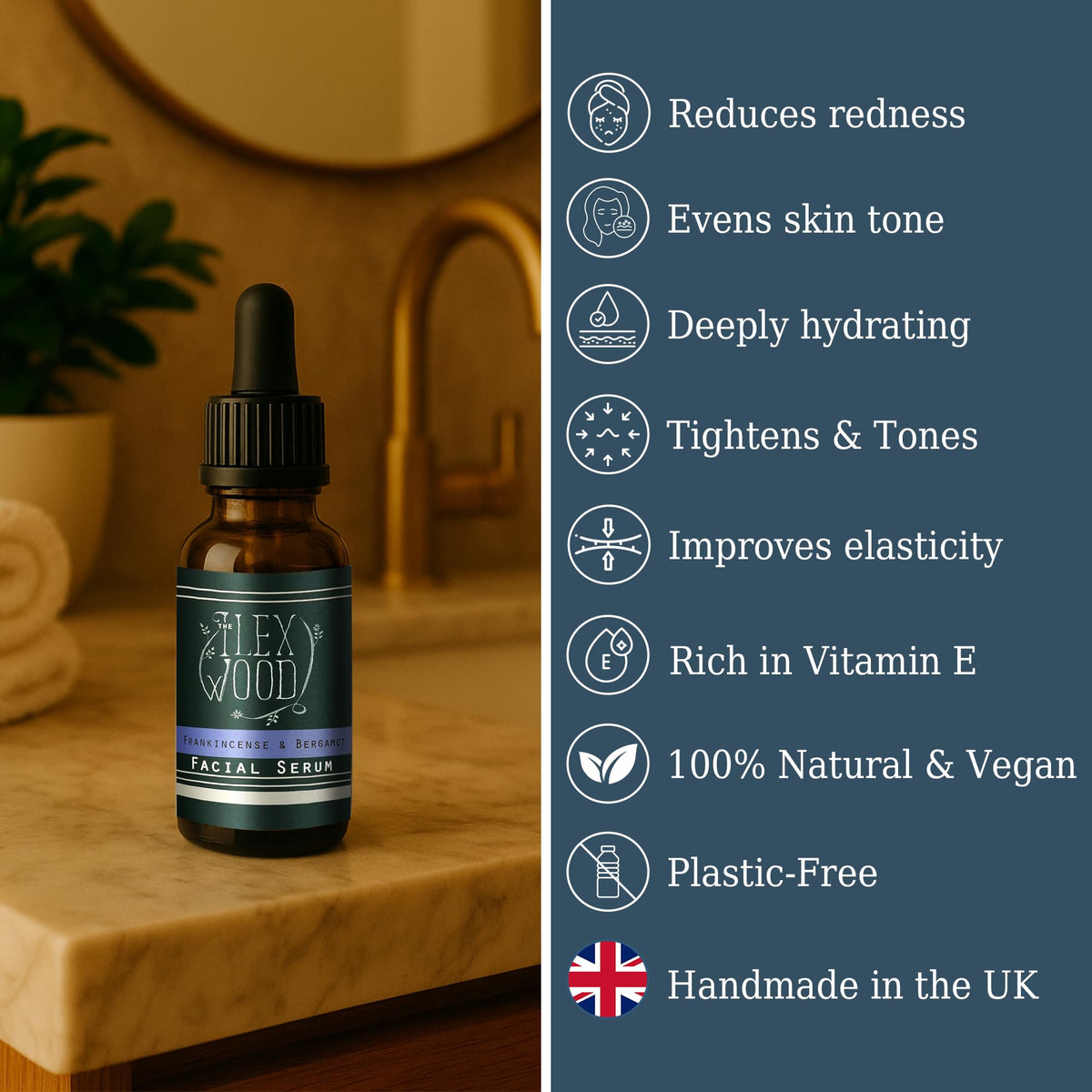 The Ilex Wood Frankincense and Bergamot Facial Serum 20ml back view
