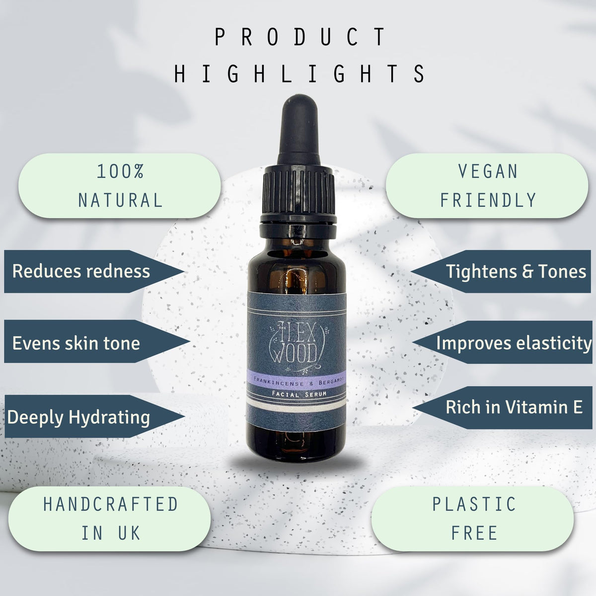 The Ilex Wood Frankincense and Bergamot Facial Serum 20ml lifestyle scene
