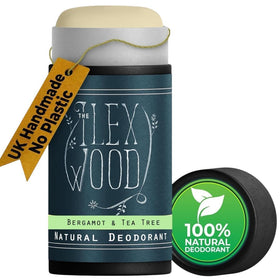 The Ilex Wood Natural Deodorant in cardboard tube, front view