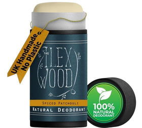 The Ilex Wood Natural Deodorant Spiced Patchouli front view in cardboard tube