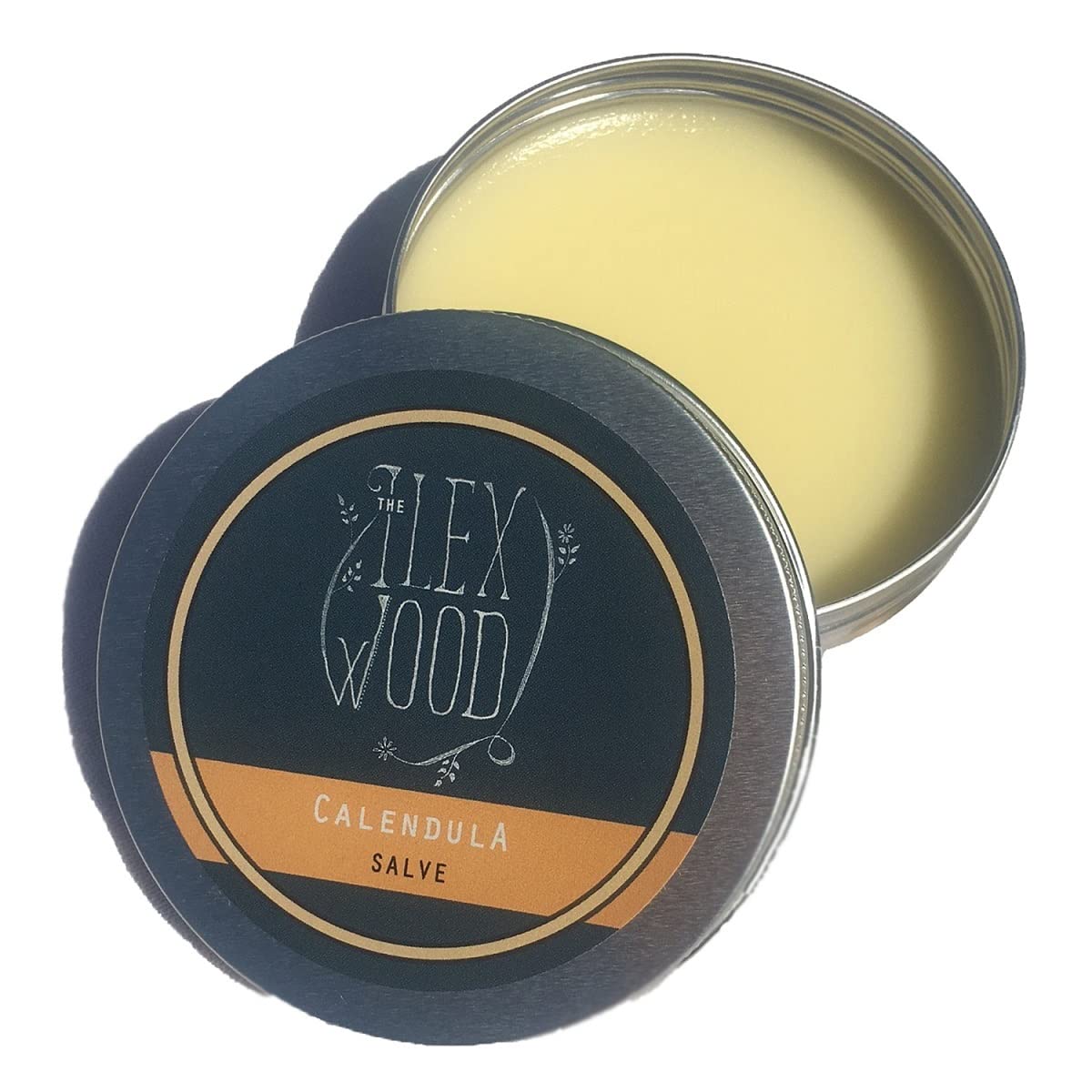 The Ilex Wood Vegan Calendula Salve 100ml open with balm visible