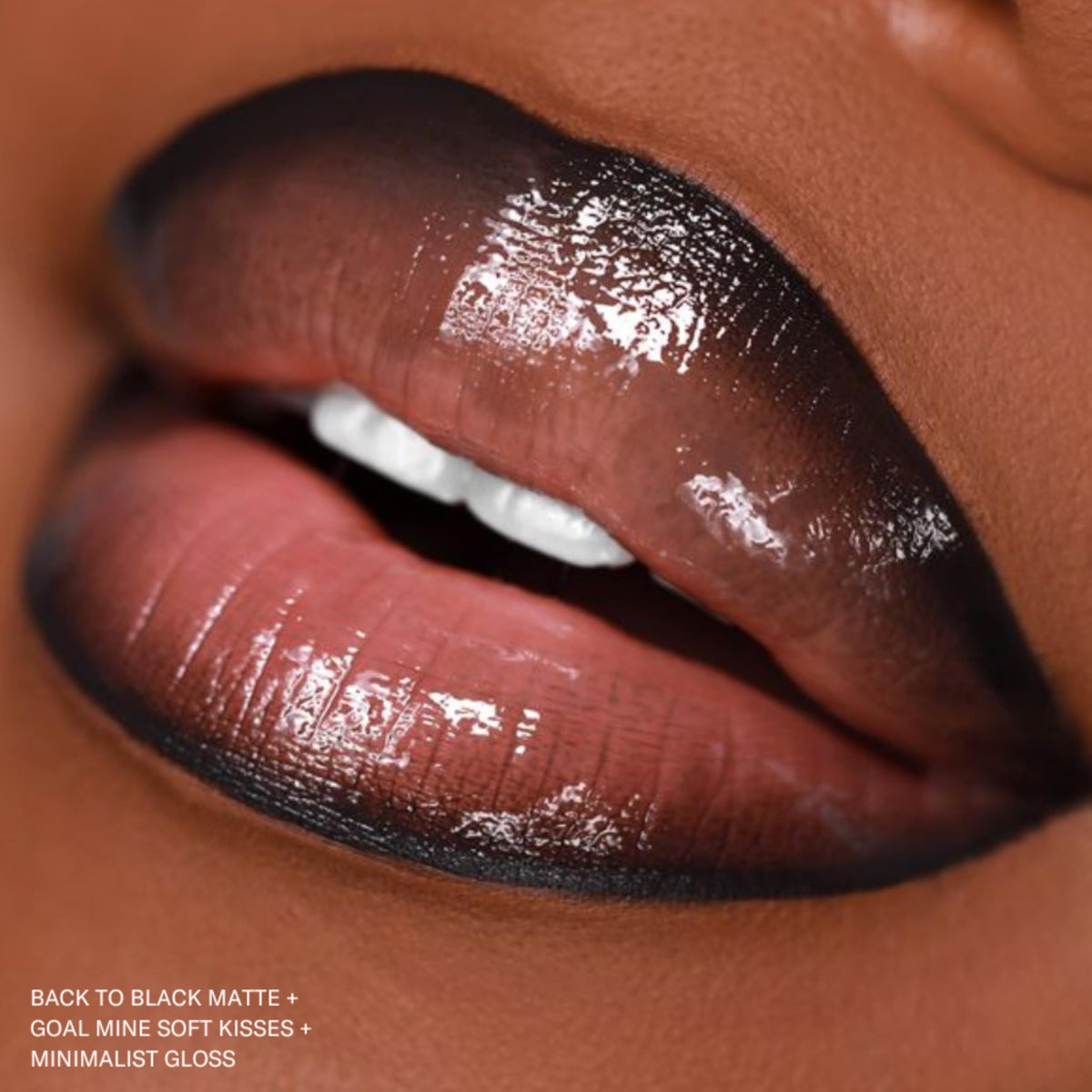 The Lip Bar Nonstop Liquid Matte Lipstick Back to Black on model's lips