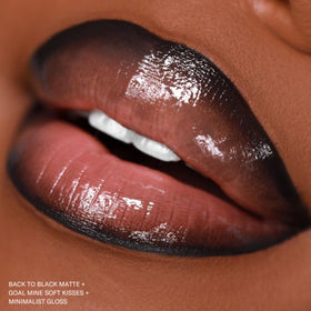The Lip Bar Nonstop Liquid Matte Lipstick Back to Black on model's lips