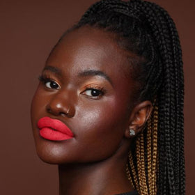 The Lip Bar Nonstop Liquid Matte Lipstick Haute Mess with gloss layer