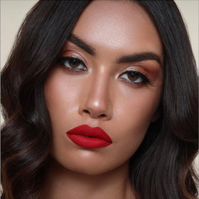 The Lip Bar Nonstop Liquid Matte Lipstick Hot Mama on model