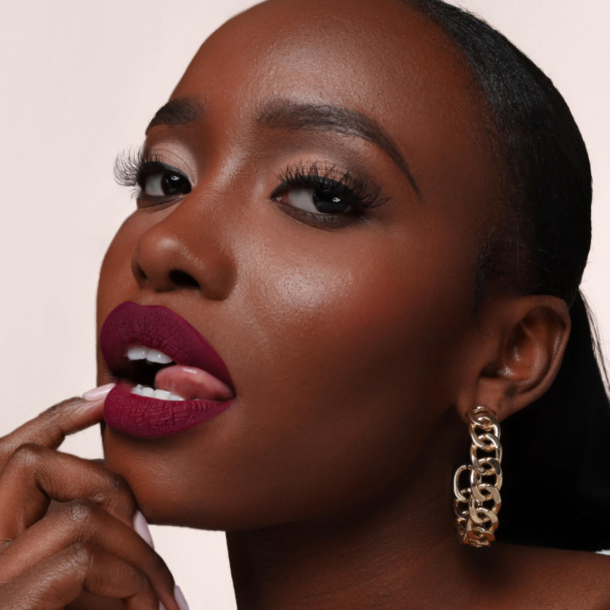 The Lip Bar Nonstop Liquid Matte Lipstick Muse Deep Berry with lip liner
