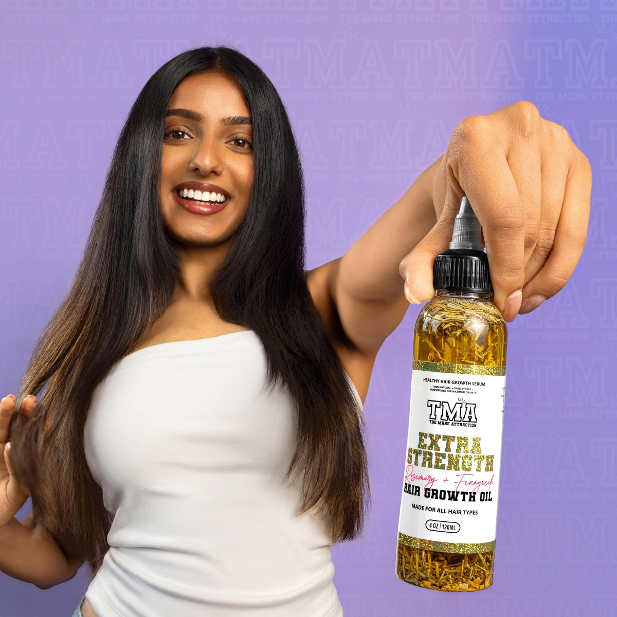 The Mane Attraction Extra-Strength Herbal Hair Growth Oil close-up of dropper