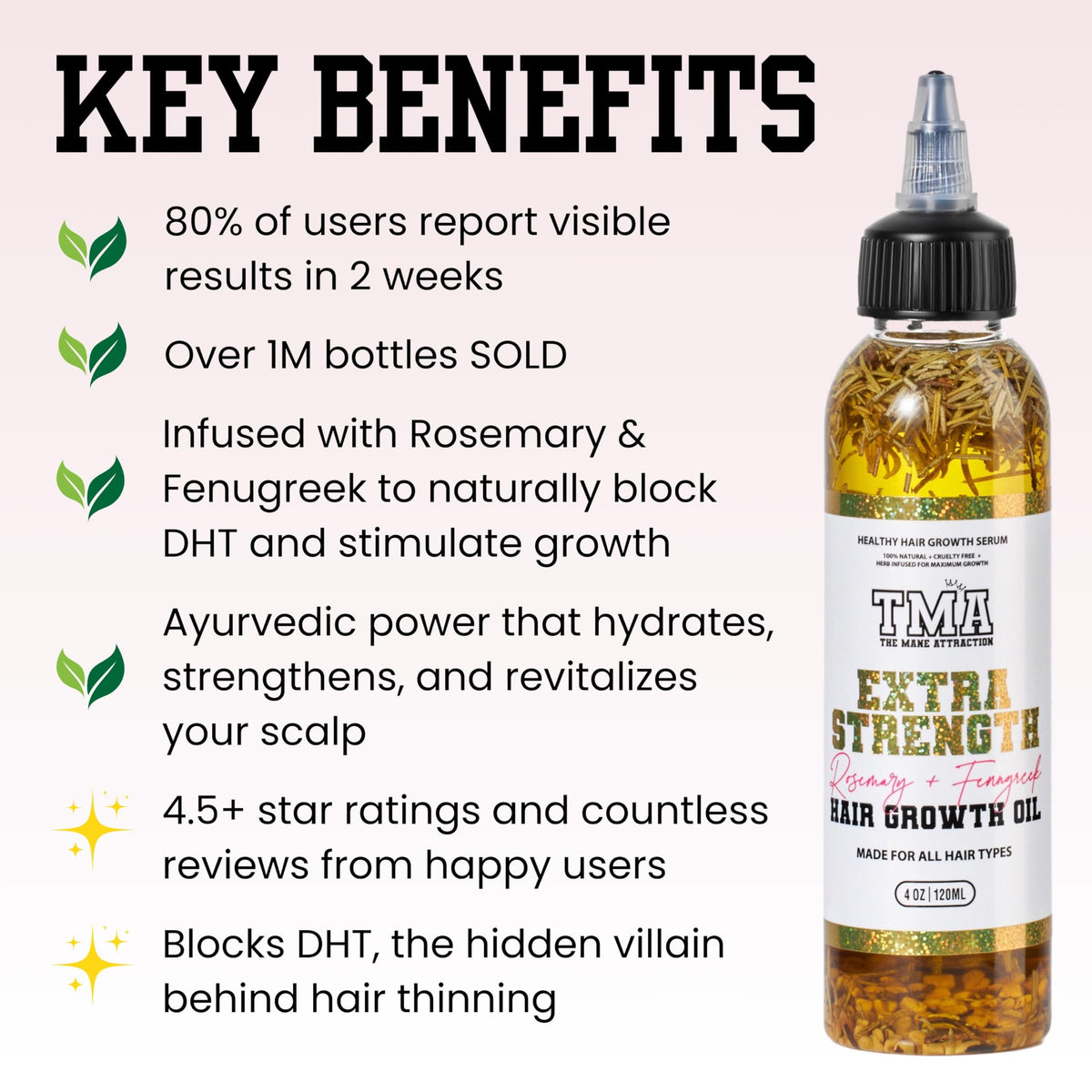 The Mane Attraction Extra-Strength Herbal Hair Growth Oil with natural ingredients