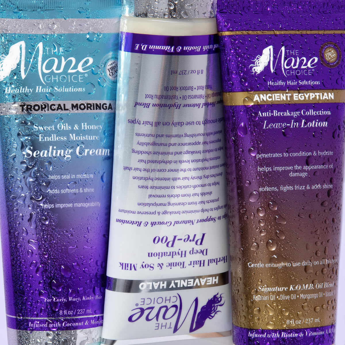 The Mane Choice Tropical Moringa Sweet Oil & Honey Cream on a vanity