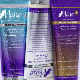 The Mane Choice Tropical Moringa Sweet Oil & Honey Cream on a vanity