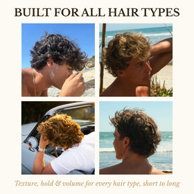 The Merman Sea Salt Spray and Curling Clay with tropical background
