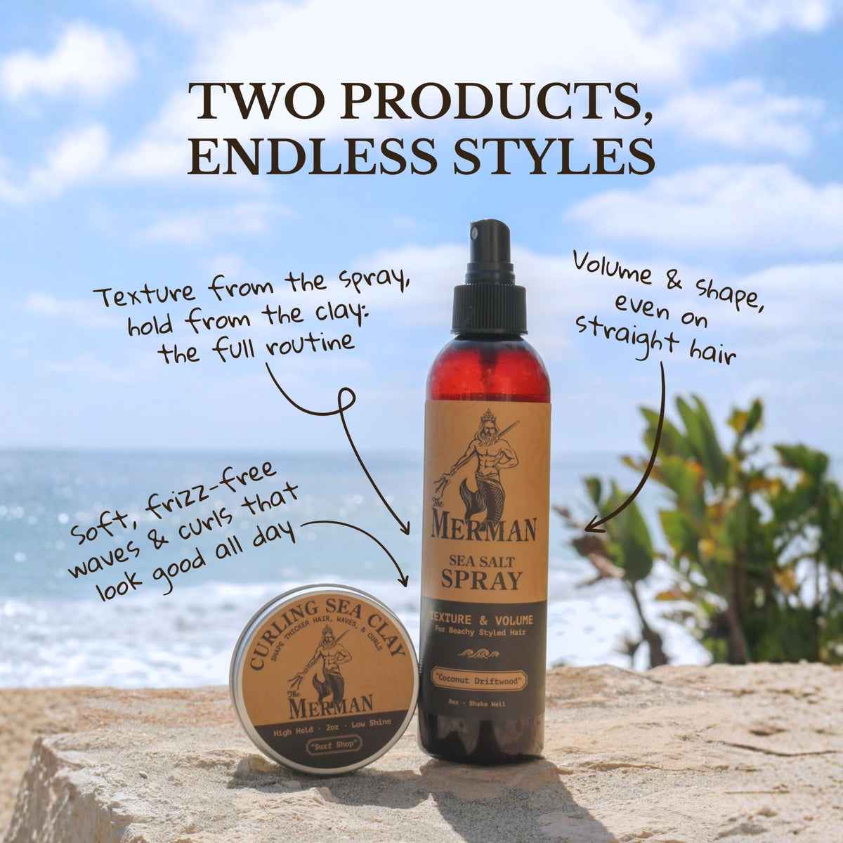The Merman Sea Salt Spray with beachy hair texture