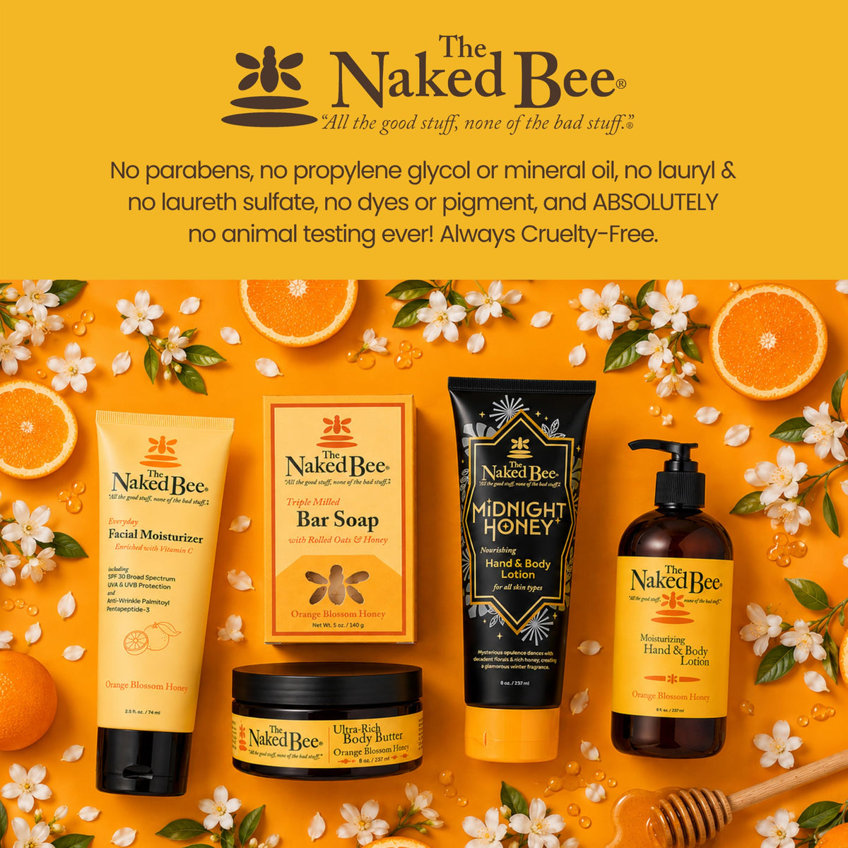 The Naked Bee Jasmine & Honey Lotion side view showing label
