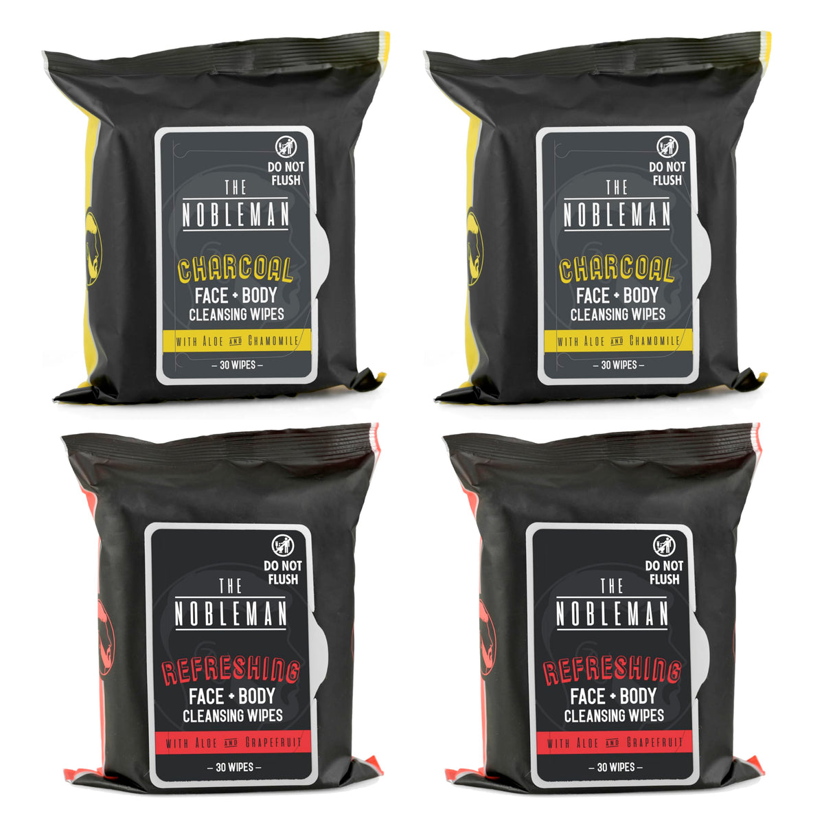 The Nobleman Aloe Infused Cleansing Wipes charcoal pack front view