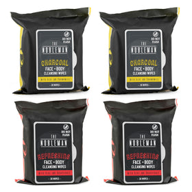 The Nobleman Aloe Infused Cleansing Wipes charcoal pack front view