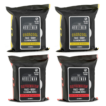 The Nobleman Aloe Infused Cleansing Wipes charcoal pack front view
