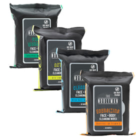 The Nobleman Aloe Infused Cleansing Wipes open with a wipe visible