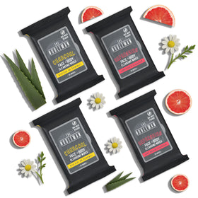 The Nobleman Aloe Infused Cleansing Wipes packaging with wipes visible