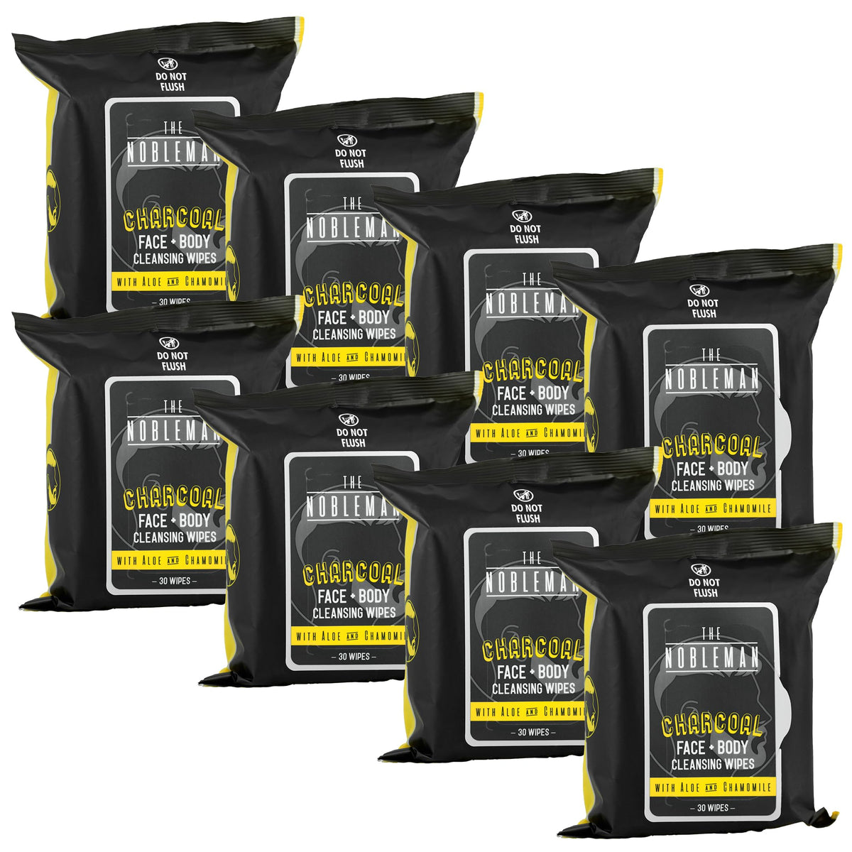 The Nobleman Charcoal Cleansing Wipes packaging front view