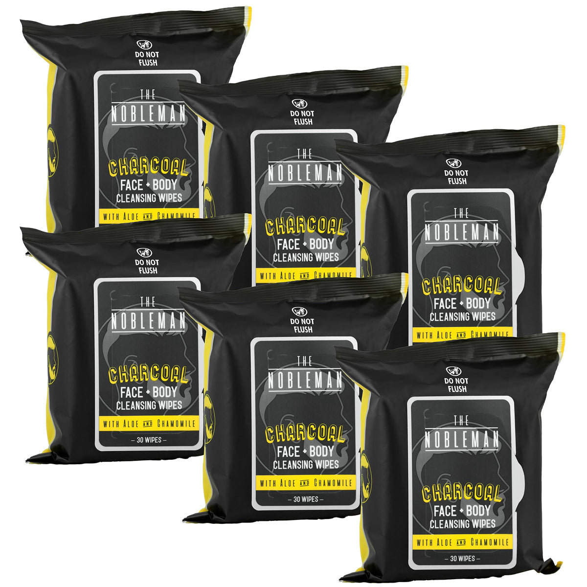The Nobleman Cleansing Wipes 6 Pack Charcoal front view