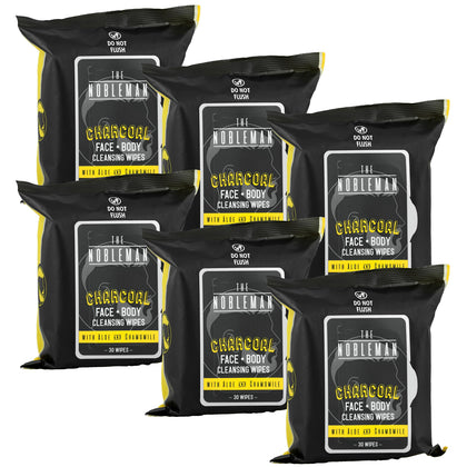 The Nobleman Cleansing Wipes 6 Pack Charcoal front view