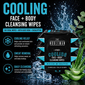 The Nobleman Cooling Aloe & Eucalyptus Cleansing Wipes open showing wipes