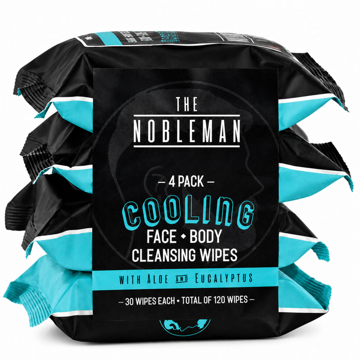 The Nobleman Cooling Aloe & Eucalyptus Cleansing Wipes packaging front view