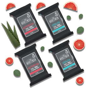 The Nobleman Cooling Cleansing Wipes in a travel bag setting