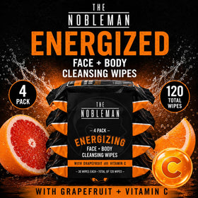 The Nobleman Energizing Grapefruit Cleansing Wipes packaging