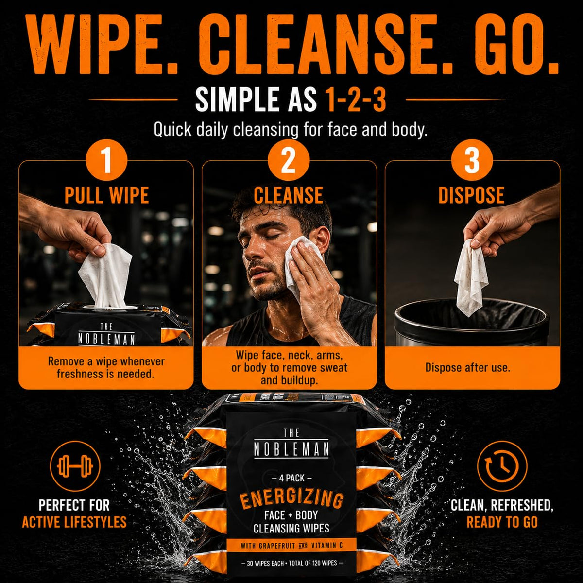The Nobleman Energizing Grapefruit Cleansing Wipes texture