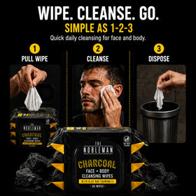 The Nobleman Men's Charcoal Cleansing Wipes being used outdoors