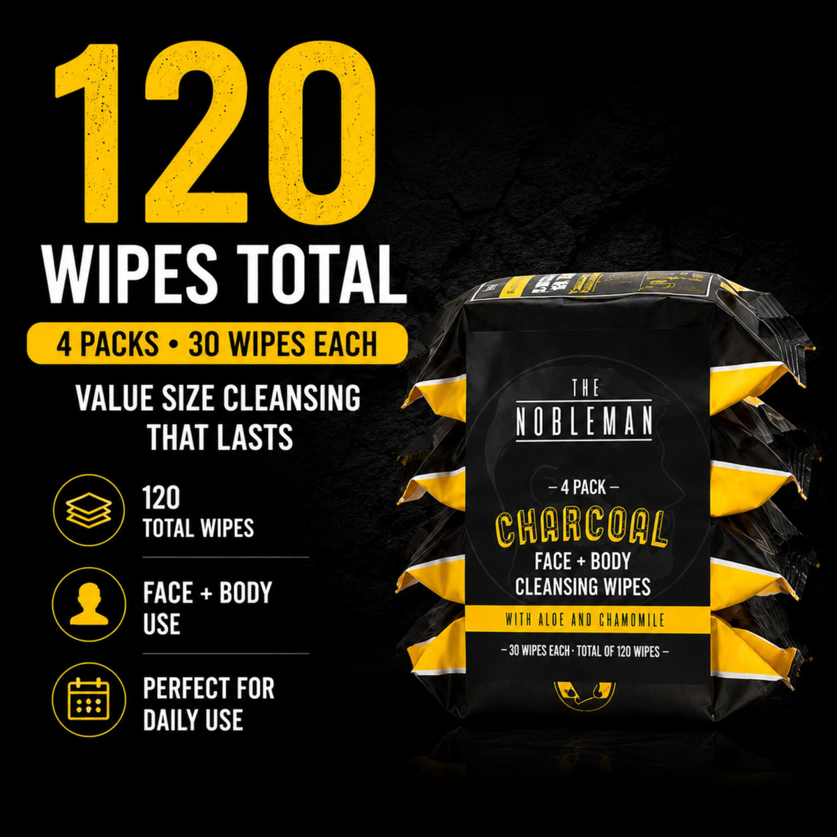 The Nobleman Men's Charcoal Cleansing Wipes in a gym bag
