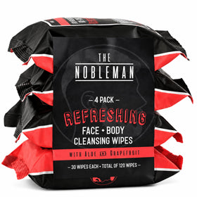 The Nobleman Refreshing Aloe & Grapefruit Wipes front view packaging