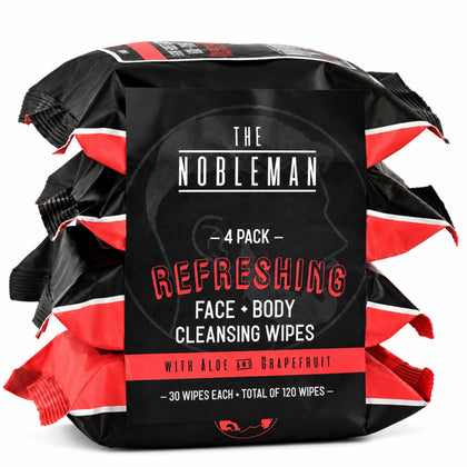 The Nobleman Refreshing Aloe & Grapefruit Wipes front view packaging