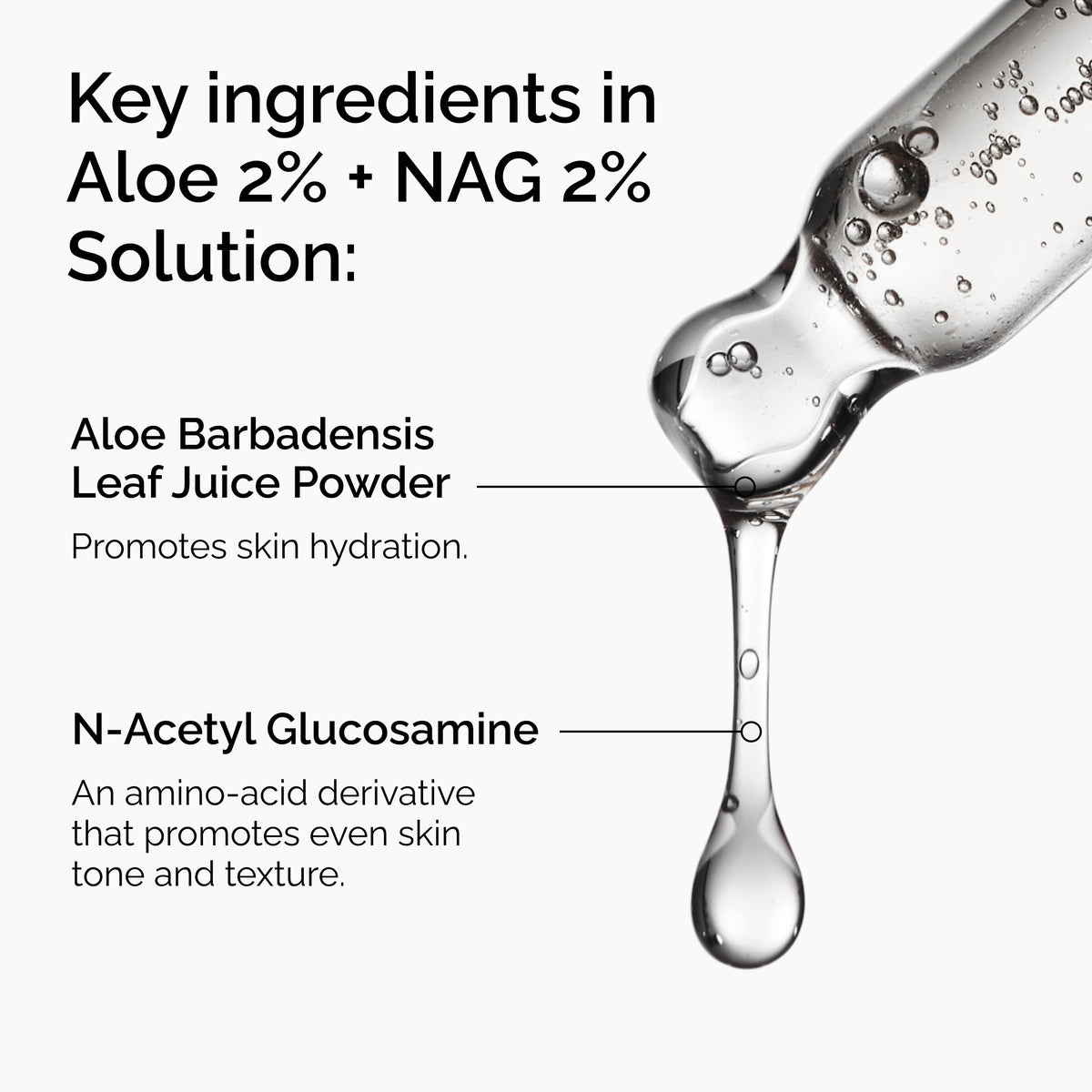 The Ordinary Aloe 2% + NAG 2% Solution bottle with dropper
