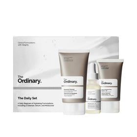 The Ordinary Daily Set includes Squalane Cleanser, Hyaluronic Acid 2% + B5, and Natural Moisturizing Factors + HA