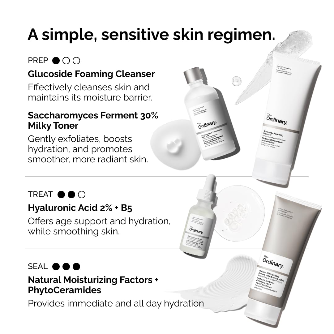 The Ordinary Glucoside Foaming Cleanser with a towel and water