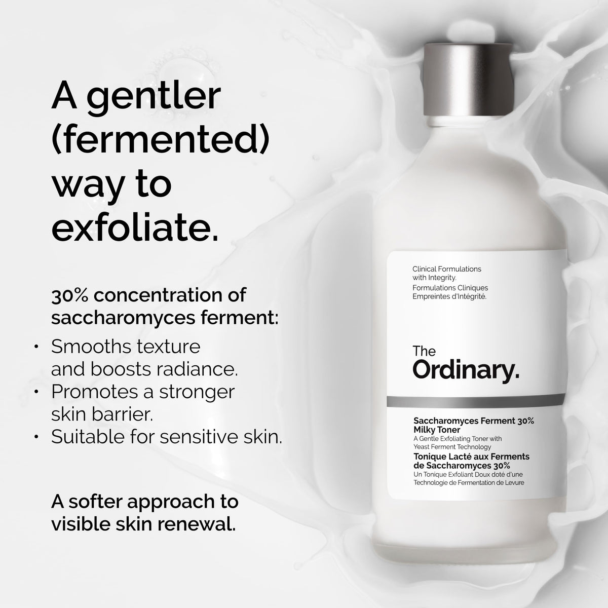 The Ordinary Saccharomyces Ferment 30% Milky Toner packaging details