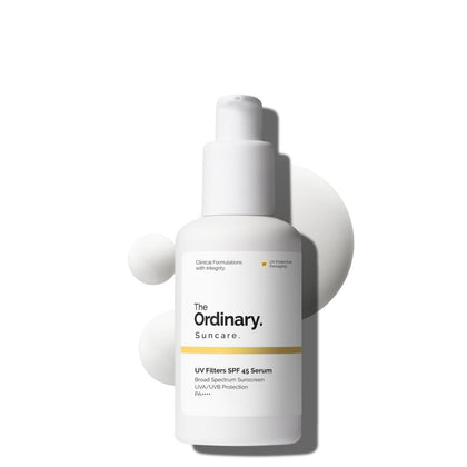 The Ordinary UV Filters SPF 45 Serum Sunscreen front view with packaging