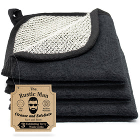 The Rustic Man Terry Wash Cloths front view, black color